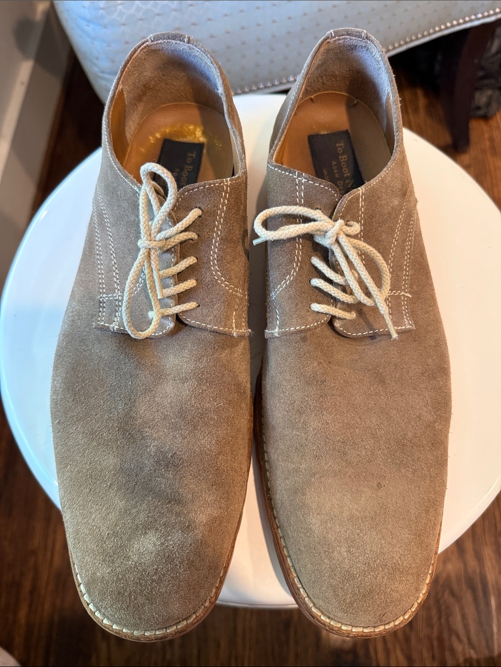 To Boot Men's Suede Chukka Boots in Taupe with Cream Laces